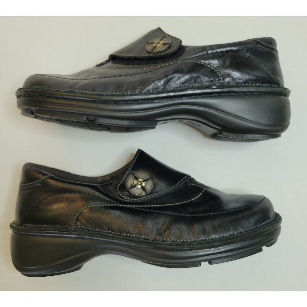 Naot Black Leather Slip On Hook Loop Adjustable Strap Comfort Loafers 37 US 6.5